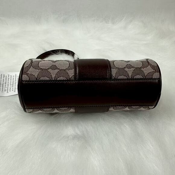 COACH Nolita Barrel Bag Wristlet In Signature Jacquard CU989 Oak Maple NWT - Picture 4 of 6